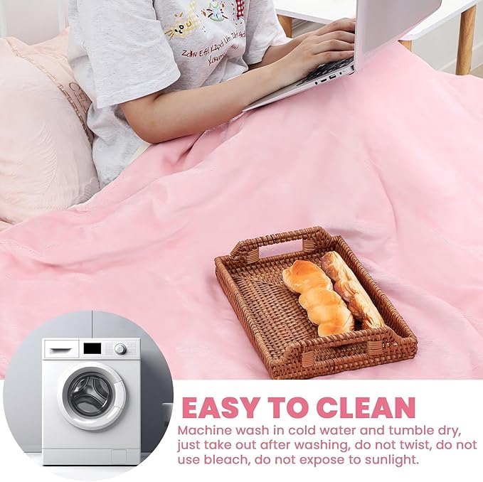Preboun 61 x 51.18 Inch Faraday Blanket for Pregnant Babies, Emf Blanket Protection 5 g, Bluetooth, Phone Towers, Two Sides Using for Beds Couches Travel(Flannel, Pink)