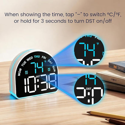 Heavy Sleeper Alarm Clock: Super Loud Alarm & Gentle Wake-Up Light for Adults, Kids, Teens | Digital Display with Time & Temperature | Adjustable Brightness & USB Charger | Compact Clock