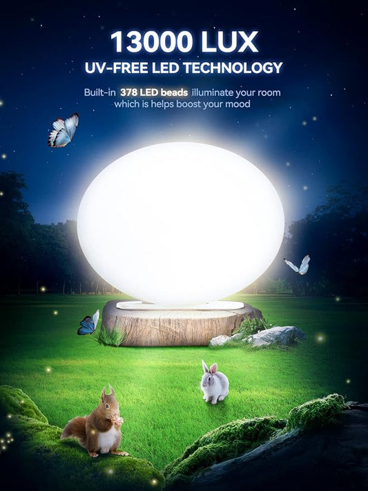 Light Lamp 13,000 Lux UV-Free LED Light with 5 Brightness Levels/3 Color Temperature/4 Timer Remote Control Daylight Lamp with Memory Function for Home Office
