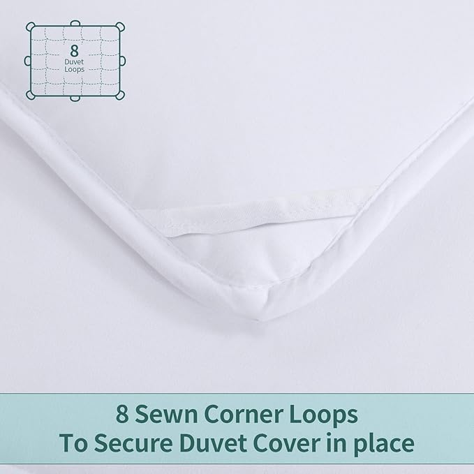 HOMBYS Oversized King Comforter 128x120, Lightweight Quilted Down Alternative Duvet Insert for All Season,White,8 Corner Tabs