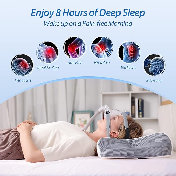 HOMCA CPAP Pillow for Side Sleeping, CPAP Nasal Pillows for All CPAP Masks Users to Reduce Air Leaks & Masks Pressure, Neck Support Pillows for Sleeping for Neck Pain Relief