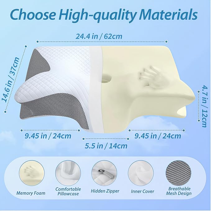 Sleep Apnea Pillow Pillows for Side Sleepers, Ergonomic Pillow, Breathable and Not Stuffy, Made Memory Foam, for Neck Support, for Side, Back, Stomach Sleepers