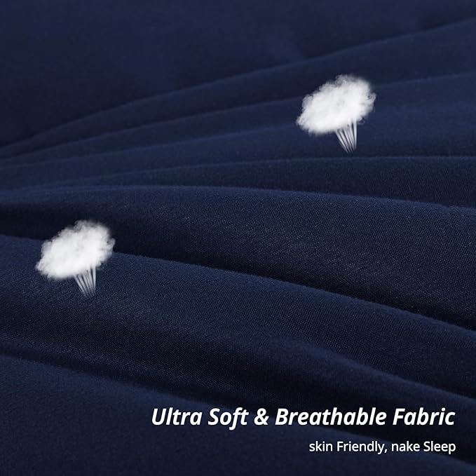 HOMBYS Oversized King Comforter 120x120, Lightweight Quilted Down Alternative Duvet Insert for All Season,Navy Blue,8 Corner Tabs
