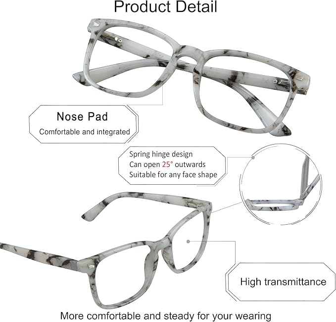 YEIN Progressive Multifocus Reading Glasses, Spring Hinge Blue Light Blocking Glasses for Women Men, No Line Multifocal Readers with Clear Lenses (+0.00/+1.00 magnification)