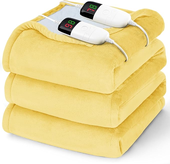 Heated Electric Blanket Queen Size - 84" x 90" Heating Blanket with Dual Control, 10 Heating Levels & 8 Hours Auto Off, Soft Warm Flannel Blanket, Christmas Birthday Gifts for Senior Grandma