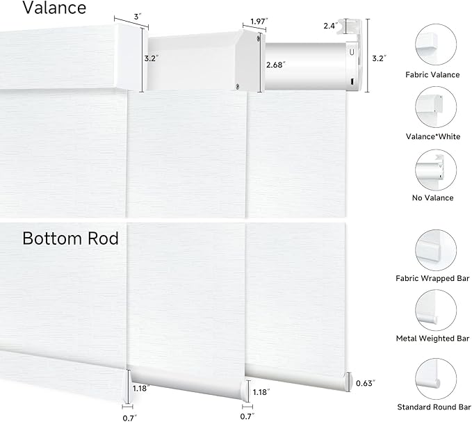 Motorized Blinds with Remote, Custom Automatic Electric Blackout Smart Blinds for Windows, Motorized Window Roller Shades Compatible with Alexa Google for Home Office, Jacquard Fabric White