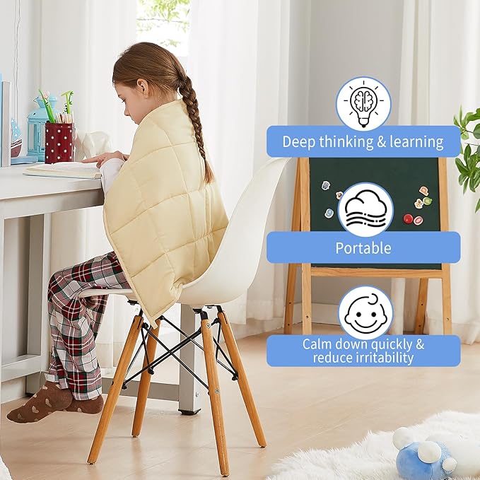 HOSUKKO Weighted Blanket - 2 lbs Ivory Heavy Blanket - Small Size Breathable Blanket(19 * 21 inches, 2 lbs)