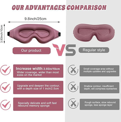 3D Advanced Eye Mask for Sleeping，Ultra Delicate Soft Skin Friendly Eye mask，100% Blackout Sleep Eye Mask for Sleep, Eyelash Extension Sleep mask
