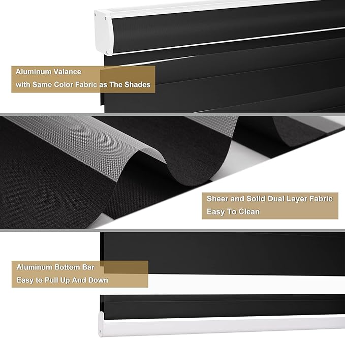 Changshade Blackout Zebra Shades Cordless for Indoor Windows Custom Size, Zebra Blinds for Sliding Glass Door Dual Layer Fabric Room Darkening Light Blocking Black Out Privacy Shade for Home, Office