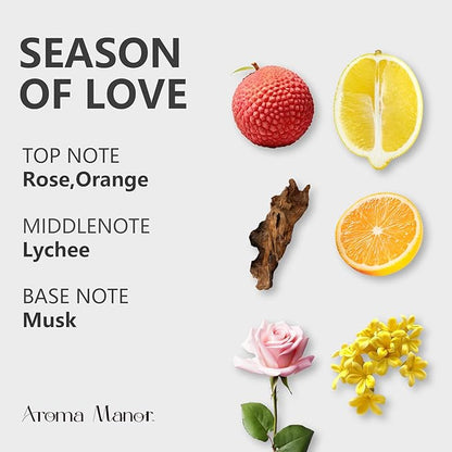 Hotel Fragrance Oil - Season of Love Essential Oils for Scent Diffuser - Rose, Orange, Lychee, Musk - Home Luxury Scents Aroma Fragrance for Home, Office