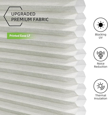 ZSTARR Motorized Skylight Shades Blackout Cellular Honeycomb Electric Blinds with Solar Panel Cordless Rechargeable with Remote for Roof and Slanted Windows Custom Size (LF Printed Milky Grey)