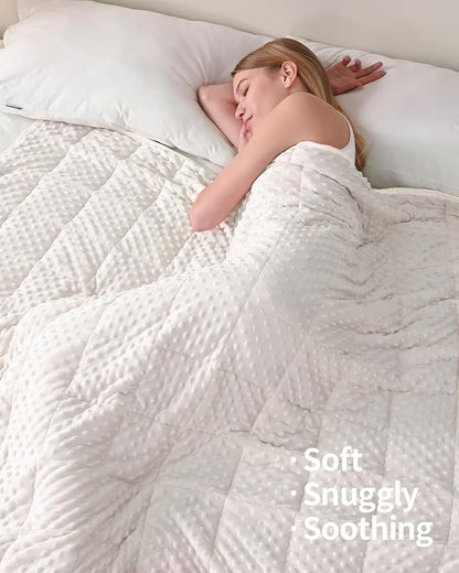 Mr. Sandman Weighted Blanket for Adults, Heavy Blanket for Woman, Man Sleeping/Calm, Soft and Cozy Weighted Throw Blankets, Machine Washable, 48 x 72in, 12 lbs, White