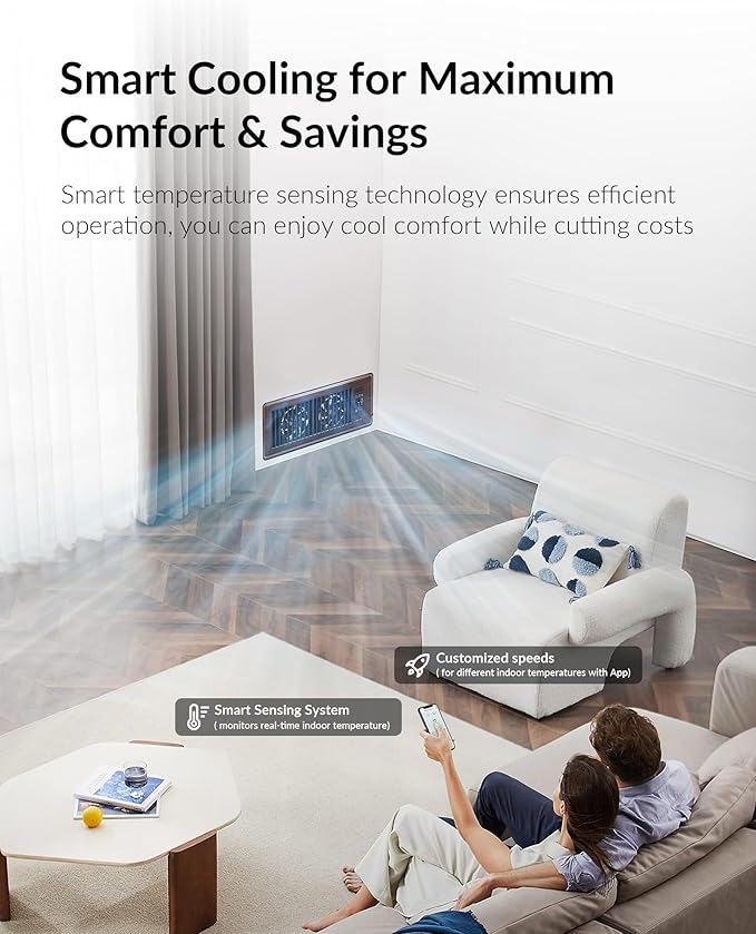 Super Quiet Register Booster Fan for 4" x 12" Register Holes, Smart Register Vent with Dual Intelligent Thermostat and WIFI App Control, Heating Cooling AC Vent Fan (ORB)