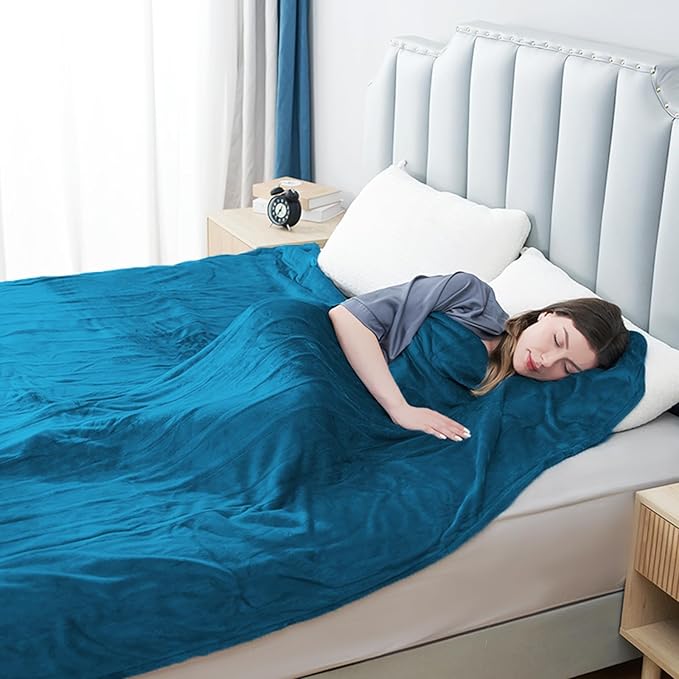 Electric Heated Blanket Twin Size 62"x84", Fast Heating Throw, Soft Plush Microplush for Bed & Couch, 10Hs Auto Off & 5 Heating Levels, Machine Washable, Gifts for Grandma & Family-Blue Green