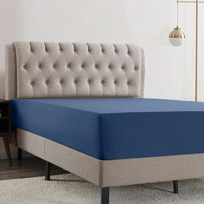 Empyrean 2 Pack Twin Fitted Sheets - Ultra Soft Microfiber, Deep Pocket, Fits 14-16 Inch Mattress, Wrinkle & Fade Resistant, Shrinkproof, Breathable & Durable, Perfect for Twin Beds, Navy Blue