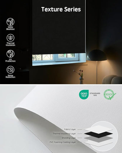 Yoolax Motorized Blinds with Remote, Smart Blinds for Windows Blackout Automatic Shades Work with Alexa Remote Control Roller Window Shades with Valance, Custom Size (Pure White)