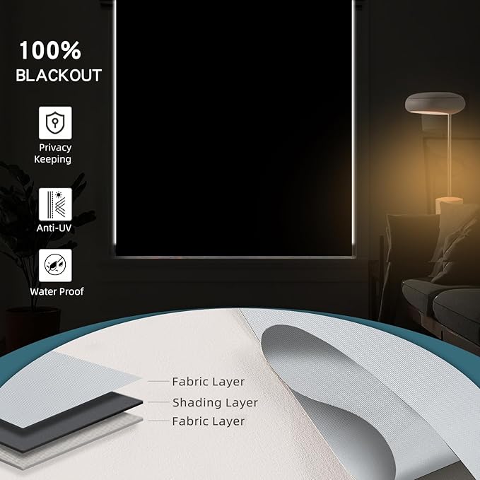 Motorized Shades,Smart Blinds with Remote,100% Blackout Roller Blinds,Work with Google Assistant,Homekit,Automatic Shades,Custom Widths from 16" to 110",Vinyl Light Grey