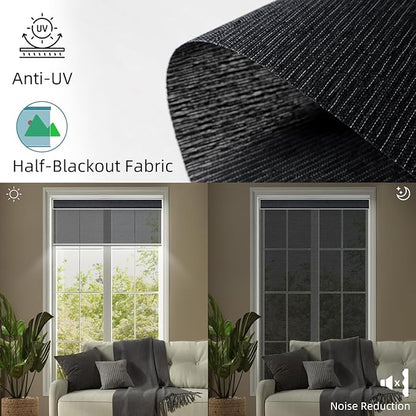 SmartWings Motorized Light Filtering Roller Shades 60% Blackout Custom Size, Rechargeable Battery, Works with Matter/Apple HomeKit, Alexa, Thread/Zigbee, Remote Optional, 60% Twilight Obsidian