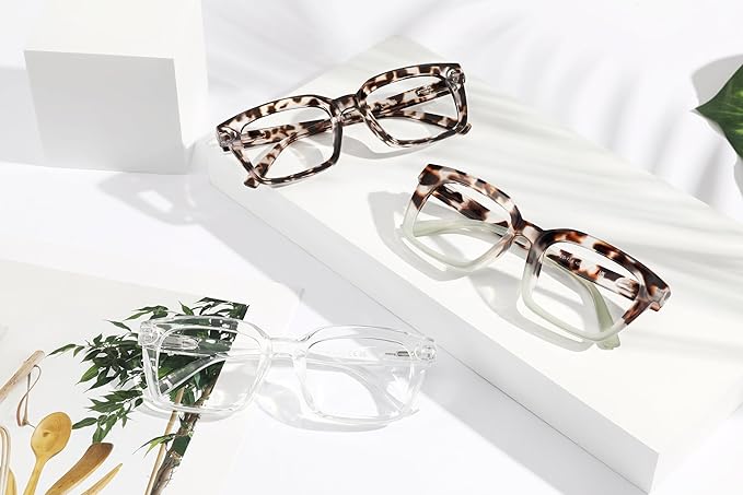 XVXV Reading Glasses for Women Men - Blue Light Blocking Readers Oversize Oprah Square Anti Glare/Eyestrain Spring Hinge