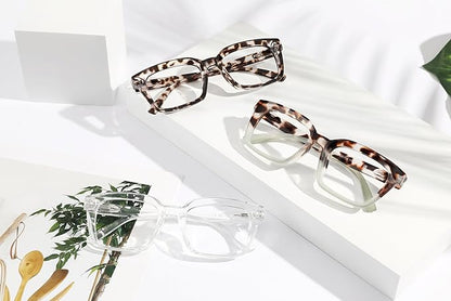 XVXV Reading Glasses for Women Men - Blue Light Blocking Readers Oversize Oprah Square Anti Glare/Eyestrain Spring Hinge