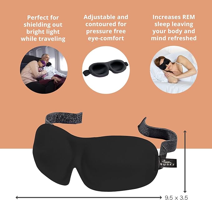 Bucky 40 Blinks No Pressure Printed Eye Mask for Travel & Sleep, Leopard, One Size (Pack of 2)