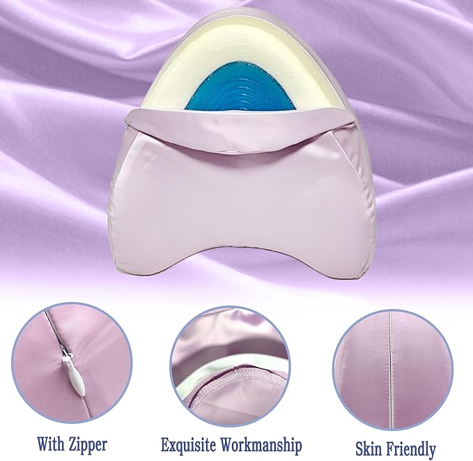 xcivi Satin Pillowcase for Contour Memory Foam Side Sleeper Support Pillow, Pillowcover for Knee Pillow, Smooth & Soft Pillow Cover (Purple)