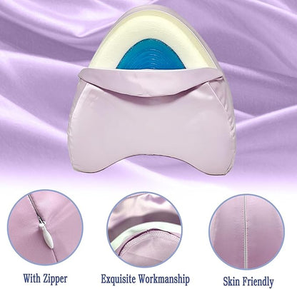 xcivi Satin Pillowcase for Contour Memory Foam Side Sleeper Support Pillow, Pillowcover for Knee Pillow, Smooth & Soft Pillow Cover (Purple)