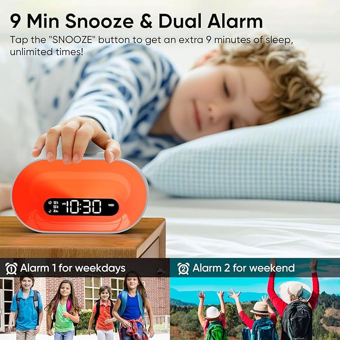 Sunrise Alarm Clock White Noise Machine with 30 Soothing Sounds for Sleep - Natural Wake Up Light - Dimmable Night Light Clock with 2 Alarms & Sleep Timer - Sound Machine for BabyKids Adults Bedroom