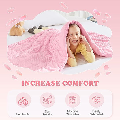 HOSUKKO Weighted Blanket - 3 lbs Pink Thciken Heavy Blanket - Small Size Breathable Comfortable Blanket(36 * 48 inches, 3 lbs)