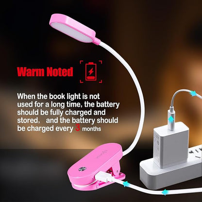VAVOFO Rechargeable Book Light, 14 LEDs Eye Care Clip On Amber Reading Light for Bookworms Reading in Bed with 9 Colors 9 Brightness (Rose)