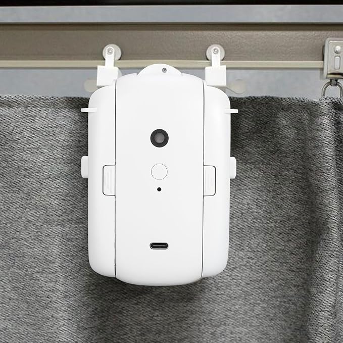Automatic Curtain Opener, Smart Automatic Curtain Remote Control with APP Voice Control Timer Switch, Built in Temperature Light Sensor Electric Curtain Motor for Home Office