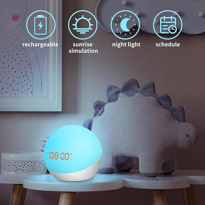 Ready to Rise Children's Sleep Trainer, Night Light, Alarm Clock, White Noise for Nursery or Soother, Toddler & Kids Bedroom (5nd Gen Upgrade)