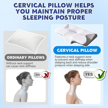 Neckhaven Pillow Snoring for Sleeping Ergonomic Sleep Apnea Pillow with Memory Foam Cervical Neck Pillow for Pain Relief with Pillowcase (Gray)