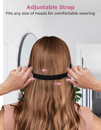 Sleep Mask with Bluetooth Headphones, Removable 3D Contoured Cup, Wireless Eye Mask for Sleep, Sleeping Headphones with Thin Stereo Speakers for Men, Women, Travel, Relaxation - Pink