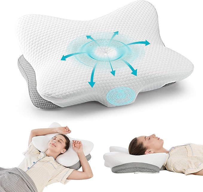 Cervical Pillow for Neck and Shoulder Pain Relief, Memory Foam Ergonomic Contour Pillow with Adjustable Dual Heights, Breathable Pillowcase, Orthopedic Support for Side Back Stomach Sleeper