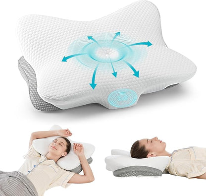 Cervical Pillow for Neck and Shoulder Pain Relief, Memory Foam Ergonomic Contour Pillow with Adjustable Dual Heights, Breathable Pillowcase, Orthopedic Support for Side Back Stomach Sleeper