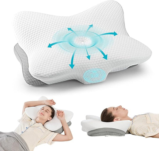 Cervical Pillow for Neck and Shoulder Pain Relief, Memory Foam Ergonomic Contour Pillow with Adjustable Dual Heights, Breathable Pillowcase, Orthopedic Support for Side Back Stomach Sleeper