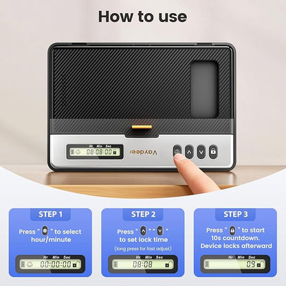 Vaydeer Phone Lock Box with Timer, Timed Phone Jail Locker, Locking Safe Storage for Phone, Easy to Use, Stay Focused, Build Better Habits, Live Balanced