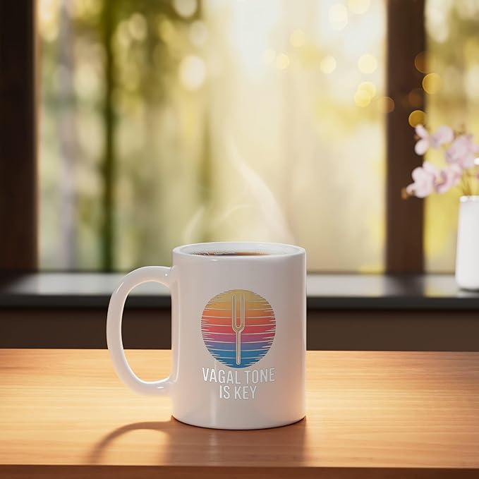 Relaxation Breathing Stress Vagus Nerve Stimulation Anatomy Ceramic Mug, White
