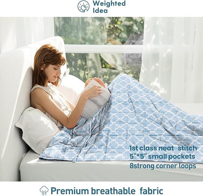 Weighted Idea Weighted Blankets for Adults (Lanterns,48"x72",12lbs) Breathable Twin Blanket with Premium Glass Beads Heavy Soft Throw Blanket for All-Season
