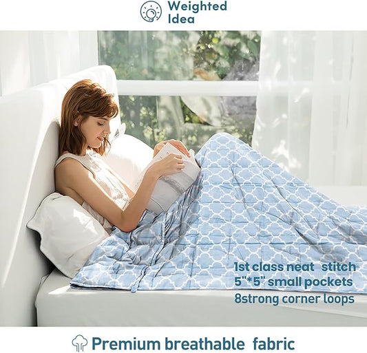 Weighted Idea Weighted Blankets for Adults (Lanterns,48"x72",12lbs) Breathable Twin Blanket with Premium Glass Beads Heavy Soft Throw Blanket for All-Season