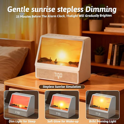 Sunrise Alarm Clock Night Light, Hatch Alarm Clock for Adults with Sound Machine Bluetooth Speaker White Noise Sound Machine Sunrise Clock Night Lamp for Nightstands Room Decor Gifts Ideas