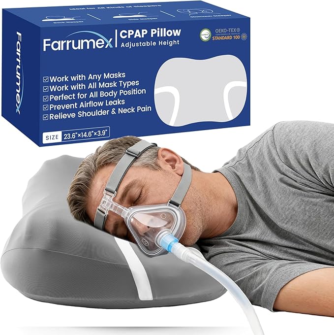 CPAP Pillow for Side Sleeping | Contoured Cervical Memory Foam Pillow for Neck Support | Reduces Air Leaks and Mask Pressure | Ideal for Side, Back and Stomach Sleepers