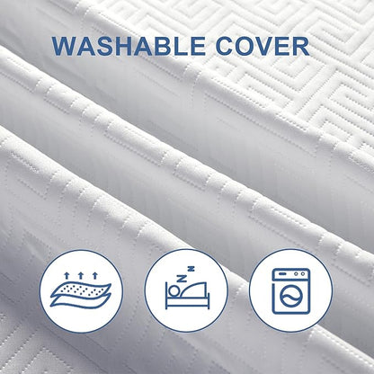 2 Inch Memory Foam Mattress Topper Queen, Memory Foam Pad with Removable & Washable Cover, Bed Topper for Back Pain, Non-Slip Ventilated Design, Queen Size