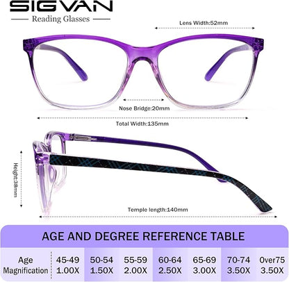 SIGVAN Ladies Reading Glasses Blue Light Blocking Spring Hinge Fashion Pattern Print Eyeglasses for Women