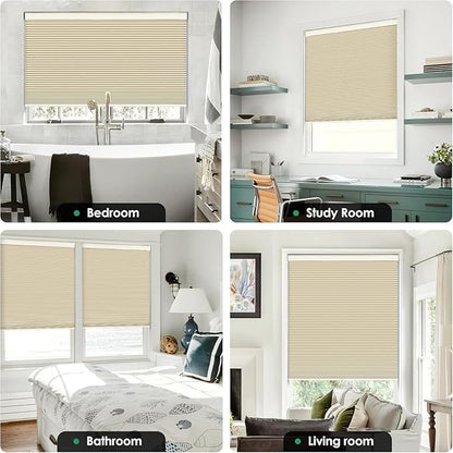 LazBlinds No Tools No Drill Cordless Cellular Shades, Blackout Light Blocking Honeycomb Shades for Home, Thermal Insulation Blinds for Windows, 32" W x 48" H, Beige