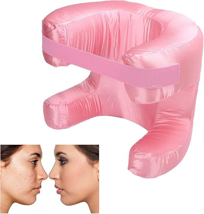 Memory Foam Face Pillow, Ergonomic Design, Silk Fabric Beauty Pillow for Back Sleep Training Pillow, Memory Foam Support, Soft Cushioning, Suitable for Comfortable Sleep (Pink)