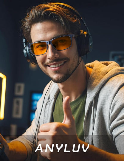 ANYLUV Blue Light Blocking Glasses Men Computer Gaming Glasses Lightweight Al-Mg Metal Anti Eyestrain Eye Protection