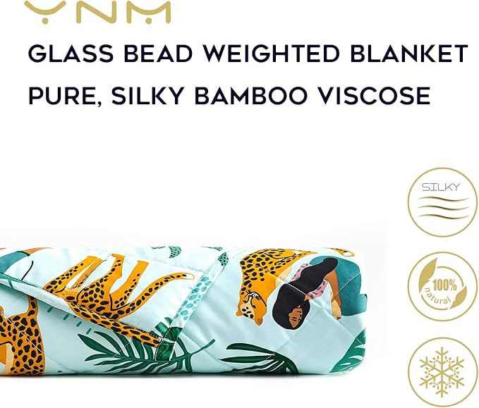 YnM Cooling Weighted Blanket,Bed Blanket for Two Person of 140~240lbs, Ideal for Queen/King/Ca King Bed (80x87 Inches, 30 Pounds, Leopard)| A Duvet Included
