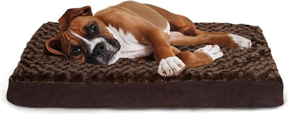 FurHaven Supportive Cooling Memory Foam Classic Mattress Dog Bed with Washable & Removable Cover - Plush Faux Fur/Suede Mattress - Chocolate, Dogs Up to 55 lbs - Large
